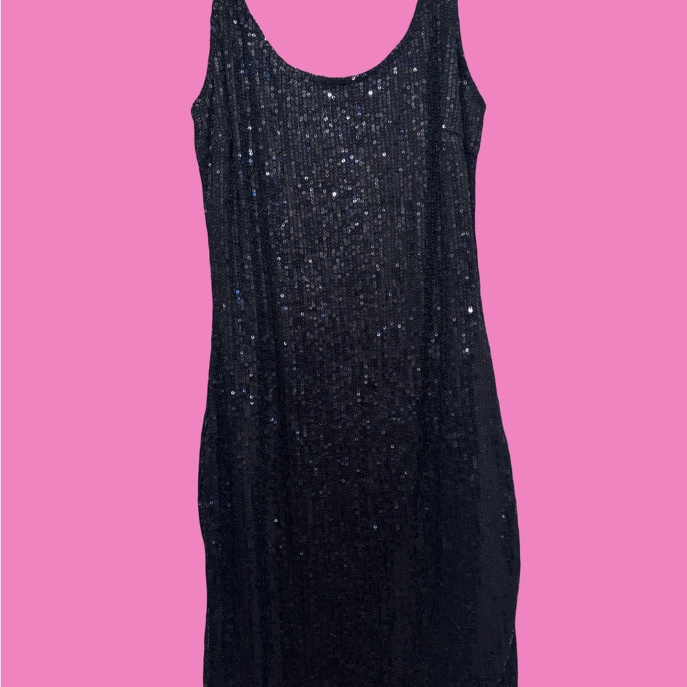 Fashion Nova Black Sequin Midi Dress